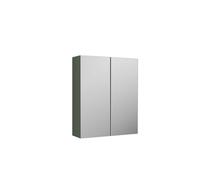 Balterley Level Contemporary Bathroom Wall Hung 2 Door Mirror Cabinet, Satin Green, 600mm