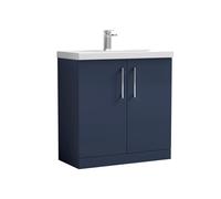 Balterley Level Floor Standing 2 Soft Close Door & Bathroom Vanity Unit Basin, Midnight Blue, 800mm
