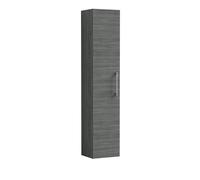 Balterley Level Modern Bathroom 1 Soft Close Door Wall Hung Tall Storage Unit, Anthracite Woodgrain with Handle, 300 mm