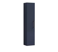 Balterley Level Modern Bathroom 1 Soft Close Door Wall Hung Tall Storage Unit, Satin Dark Blue With Brushed Bronze Handle, 300 mm