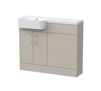 Balterley Level Modern Bathroom 1 Soft Close Door Wall Hung Tall Storage Unit, Satin Dark Grey With Brushed Brass Handle, 300 mm