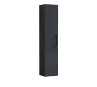 Balterley Level Modern Bathroom 1 Soft Close Door Wall Hung Tall Storage Unit, Satin Dark Grey With Black Handle, 300 mm