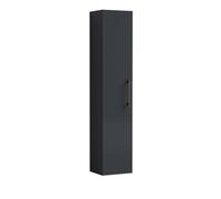 Balterley Level Modern Bathroom 1 Soft Close Door Wall Hung Tall Storage Unit, Satin Dark Grey With Brushed Bronze Handle, 300 mm