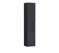 Balterley Level Modern Bathroom 1 Soft Close Door Wall Hung Tall Storage Unit, Satin Dark Grey With Brushed Pewter Handle, 300 mm