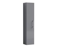 Balterley Level Modern Bathroom 1 Soft Close Door Wall Hung Tall Storage Unit, Satin Grey With D-Shape Handle, 300 mm