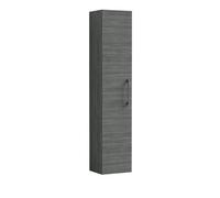 Balterley Level Modern Bathroom 1 Soft Close Door Wall Hung Tall Storage, Woodgrain Anthracite With Brushed Pewter Handle, 300 mm