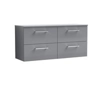 Balterley Level 1200mm Wall Hung 4 Drawer Vanity Unit with Worktop - Satin Grey Balterley Grey