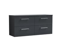 Balterley Level 1200mm Wall Hung 4 Drawer Vanity Unit with Worktop - Dark Grey Balterley Grey