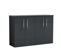 Balterley Level Modern Bathroom 2 Door Floor Standing Vanity Unit With Laminate Worktop & Handles, Dark Grey, 1200 mm