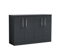 Balterley Level Modern Bathroom 2 Door Floor Standing Vanity Unit With Laminate Worktop & Handles, Dark Grey, 1200 mm