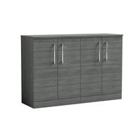 Balterley Level Modern Bathroom 2 Door Floor Standing Vanity Unit With Worktop & Handles, Anthracite Woodgrain, 1205 mm