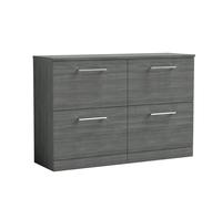 Balterley Level Modern Bathroom 4 Drawer Floor Standing Vanity Unit with Worktop & Handles, Anthracite Woodgrain, 1205 mm