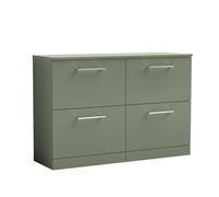 Balterley Level 1200mm Floor Standing 4 Drawer Vanity Unit & Worktop Satin Green Balterley Green