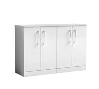 Balterley Level Modern Bathroom 4 Soft Close Door Floor Standing Vanity With Worktop, Rigid & Durable, Gloss White, 1205 mm