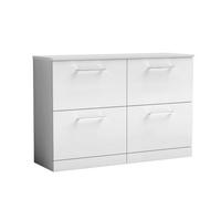 Balterley Level Modern Bathroom 4 Soft Close Drawer Floor Standing Vanity With Worktop, Stylish & Durable, Gloss White, 1205 mm