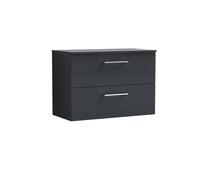 Balterley Level Modern Bathroom 800mm Wall Hung 2 Soft Close Drawer Vanity Unit with Worktop, 557 x 805 x 390mm, Dark Grey