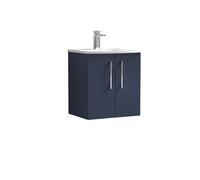 Balterley Level Modern Bathroom Wall Hung 2-Door Vanity & Basin, Midnight Blue, 500mm