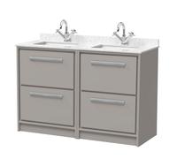 Balterley Longnor 1200mm Framed Design Floor Standing 4 Drawer Vanity With Marble Worktop Basin - Pebble Grey