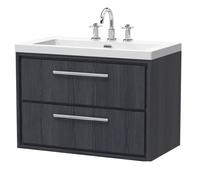 Balterley Longnor 2 Drawer Unit with 3TH, Woodgrain Graphite Grey, 800mm in Grey Balterley Grey