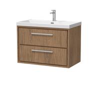 Balterley Longnor 2 Drawer Wall Hung Vanity Unit With 1 Tap Hole Thin Edge Basin, Antique Oak, 800mm