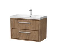 Balterley Longnor 2 Drawer Wall Hung Vanity Unit With 1 Tap Hole Thin Edge Basin, Antique Oak, 800mm
