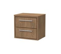 Balterley Longnor 2 Drawer Wall Hung Vanity Unit With Worktop, Antique Oak, 600mm