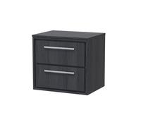 Balterley Longnor 2 Drawer Wall Hung Vanity Unit With Worktop, Woodgrain Graphite Grey, 600mm
