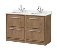 Balterley Longnor 4 Drawer Floor Standing Vanity Unit With Square Basin And Marble Worktop, Antique Oak, 1200mm