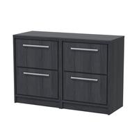 Balterley Longnor 4 Drawer Floor Standing Vanity Unit With Worktop, Woodgrain Graphite Grey, 600mm