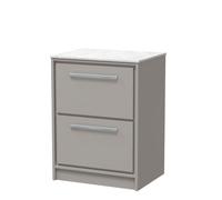 Balterley Longnor 600mm Framed Design Floor Standing 2 Drawer Vanity With Marble Worktop - Pebble Grey