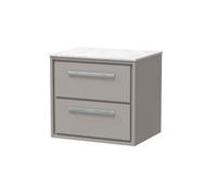 Balterley Longnor 600mm Framed Design Wall Hung 2 Drawer Vanity With Marble Worktop - Pebble Grey