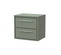 Balterley Longnor 600mm Framed Design Wall Hung 2 Drawer Vanity With Worktop - Fern Green