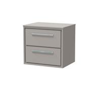 Balterley Longnor 600mm Framed Design Wall Hung 2 Drawer Vanity With Worktop - Pebble Grey