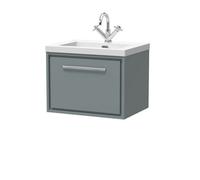 Balterley Bathroom 1 Soft-Close Drawer Wall Hung Fireclay Basin, Grey, 600mm in Grey Balterley Grey