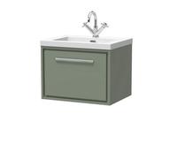 Balterley Bathroom 1 Soft-Close Drawer Wall Hung Fireclay Basin, Green, 600mm in Green Balterley Green