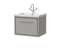 Balterley Bathroom 1 Soft-Close Drawer Wall Hung Fireclay Basin, Grey, 600mm in Grey Balterley Grey