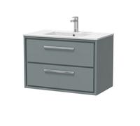 Balterley Longnor Modern Bathroom Wall Hung 2 Soft-Close Drawer Vanity Unit & Basin, Coastal Grey, 800mm