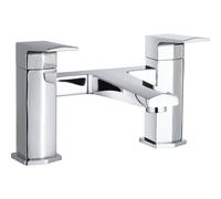 Balterley Square Bath Filler Tap, Dual Lever Mixer Waterfall Spout - Chrome in Silver Balterley Silver