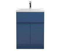 Mavesyn Contemporary 2 Door 1 Drawer Floor Standing Vanity Unit with Mid-Edge Basin, Dark Blue, 600mm