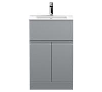 Balterley Mavesyn Contemporary 2 Door 1 Drawer Floor Standing Vanity Unit With Minimalist Basin, Satin Grey, 500mm
