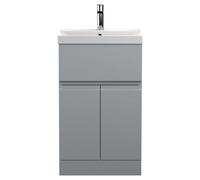 Balterley Mavesyn Contemporary 2 Door 1 Drawer Floor Standing Vanity Unit With Thin Edge Basin, Satin Grey, 500mm