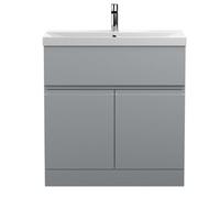 Mavesyn Contemporary 2 Door 1 Drawer Floor Standing Vanity Unit with Thin Edge Basin, Satin Grey, 800mm