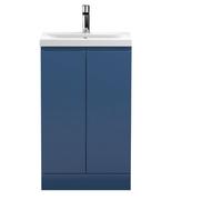 Balterley Mavesyn Contemporary 2 Door Floor Standing Vanity Unit With Mid-Edge Basin, Dark Blue, 500mm