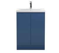 Mavesyn Contemporary 2 Door Floor Standing Vanity Unit with Mid-Edge Basin, Dark Blue, 600mm