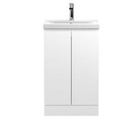 Balterley Mavesyn Contemporary 2 Door Floor Standing Vanity Unit With Mid-Edge Basin, Satin White, 500mm