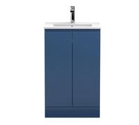 Balterley Mavesyn Contemporary 2 Door Floor Standing Vanity Unit With Minimalist Basin, Dark Blue, 500mm