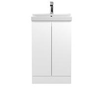 Mavesyn Contemporary 2 Door Floor Standing Vanity Unit with Thin Edge Basin, Satin White, 500mm