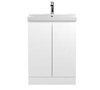 Mavesyn Contemporary 2 Door Floor Standing Vanity Unit with Thin Edge Basin, Satin White, 600mm