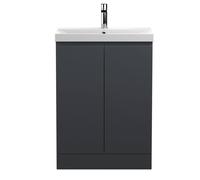 Mavesyn Contemporary 2 Door Floor Standing Vanity Unit with Thin Edge Basin, Dark Grey, 600mm