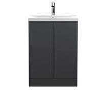 Balterley Mavesyn Contemporary 2 Door Vanity Basin Unit, Dark Grey, 600mm in Grey Balterley Grey